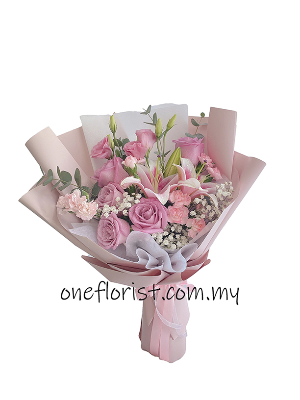 Lily & Purple Rose Bouquet